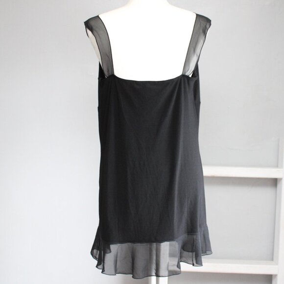 Fashion Bug VTG Y2K Black Beaded Neckline Flowy Tank Top Blouse Size XL - Picture 2 of 8